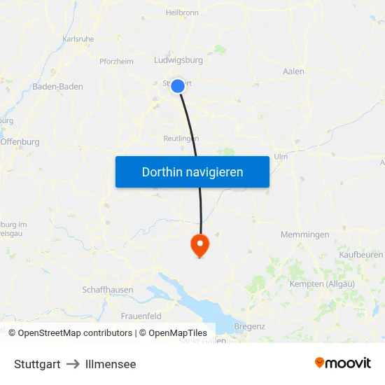 Stuttgart to Illmensee map