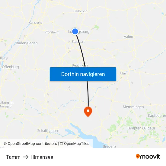 Tamm to Illmensee map