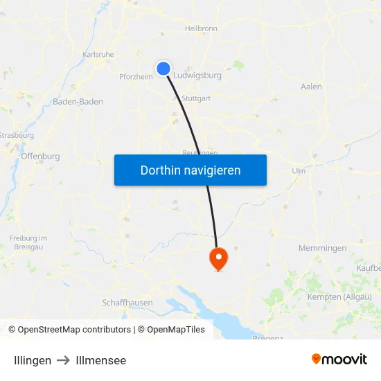 Illingen to Illmensee map