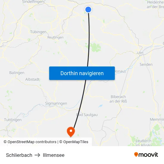 Schlierbach to Illmensee map