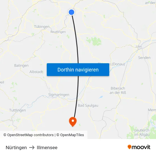 Nürtingen to Illmensee map