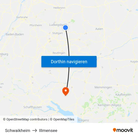 Schwaikheim to Illmensee map
