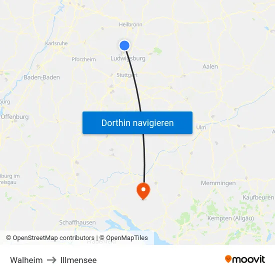 Walheim to Illmensee map