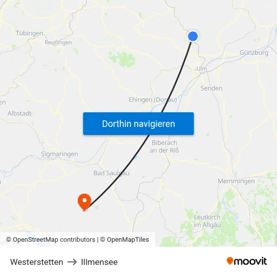 Westerstetten to Illmensee map