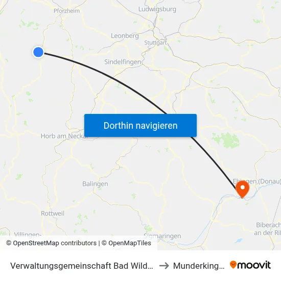 Verwaltungsgemeinschaft Bad Wildbad to Munderkingen map