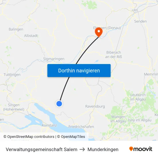 Verwaltungsgemeinschaft Salem to Munderkingen map