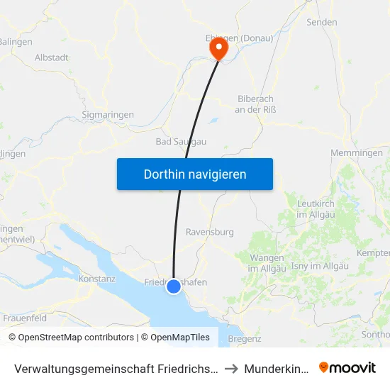 Verwaltungsgemeinschaft Friedrichshafen to Munderkingen map