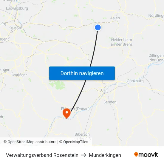 Verwaltungsverband Rosenstein to Munderkingen map