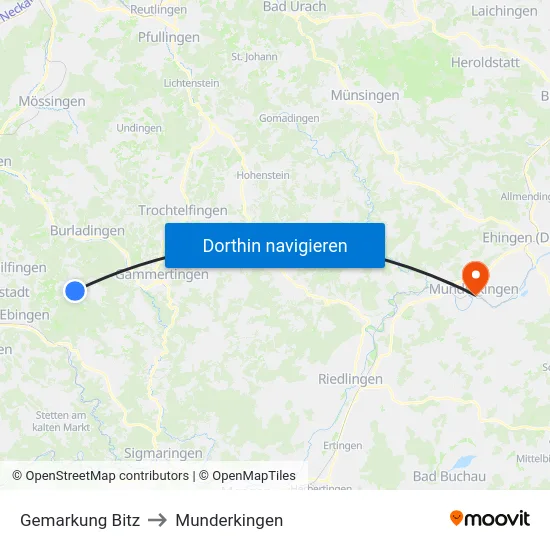 Gemarkung Bitz to Munderkingen map
