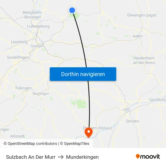 Sulzbach An Der Murr to Munderkingen map