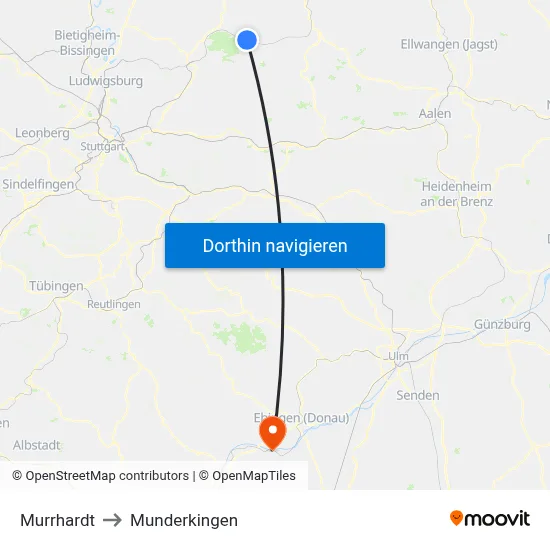Murrhardt to Munderkingen map