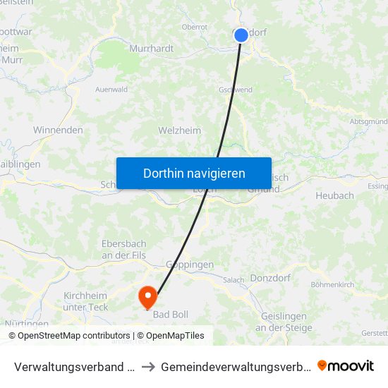 Verwaltungsverband Limpurger Land to Gemeindeverwaltungsverband Raum Bad Boll map