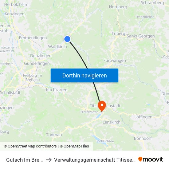 Gutach Im Breisgau to Verwaltungsgemeinschaft Titisee-Neustadt map