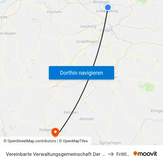 Vereinbarte Verwaltungsgemeinschaft Der Stadt Freiberg am Neckar to Frittlingen map