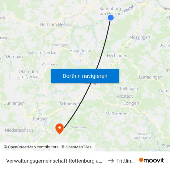Verwaltungsgemeinschaft Rottenburg am Neckar to Frittlingen map
