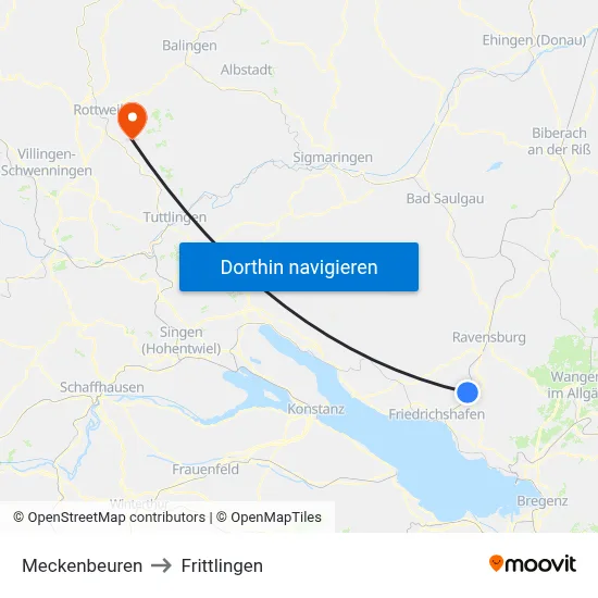 Meckenbeuren to Frittlingen map