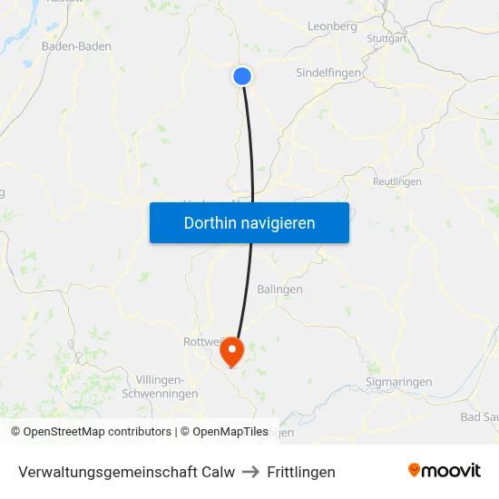 Verwaltungsgemeinschaft Calw to Frittlingen map
