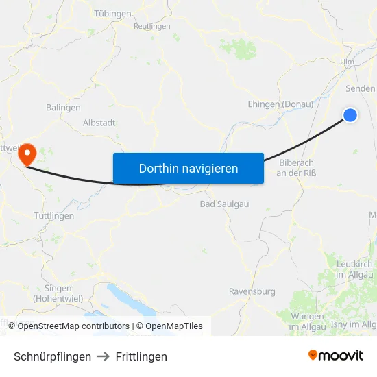 Schnürpflingen to Frittlingen map