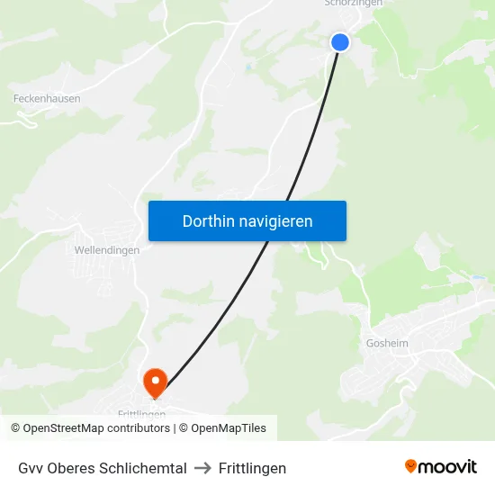 Gvv Oberes Schlichemtal to Frittlingen map
