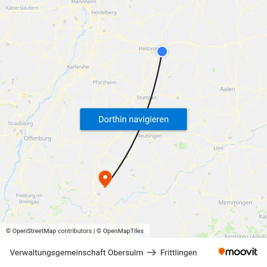 Verwaltungsgemeinschaft Obersulm to Frittlingen map