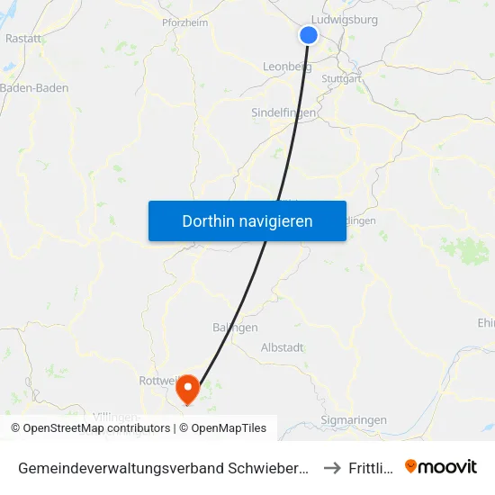 Gemeindeverwaltungsverband Schwieberdingen-Hemmingen to Frittlingen map