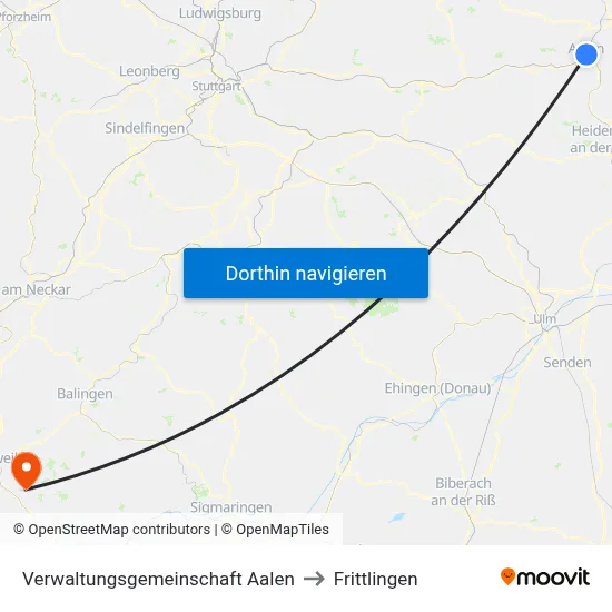 Verwaltungsgemeinschaft Aalen to Frittlingen map