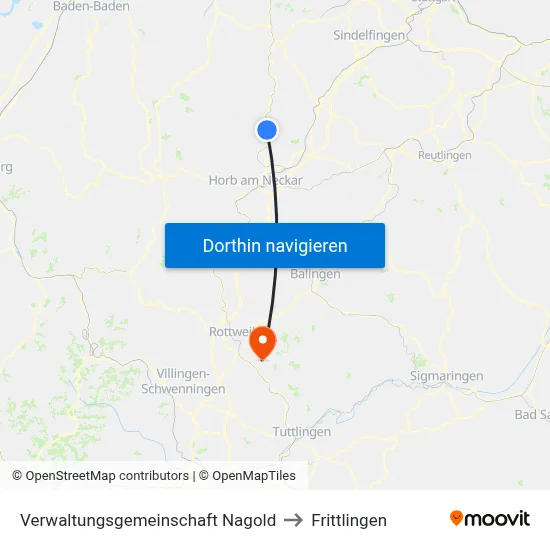 Verwaltungsgemeinschaft Nagold to Frittlingen map