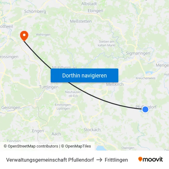 Verwaltungsgemeinschaft Pfullendorf to Frittlingen map
