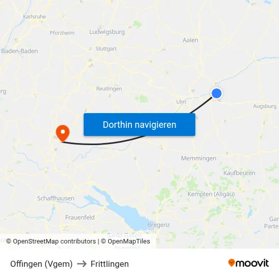Offingen (Vgem) to Frittlingen map