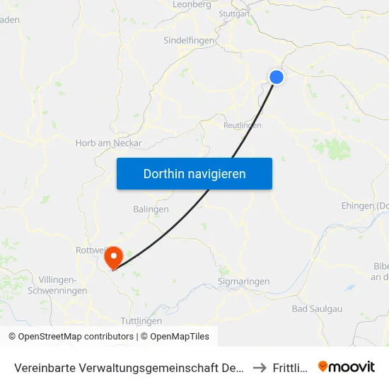 Vereinbarte Verwaltungsgemeinschaft Der Stadt Nürtingen to Frittlingen map