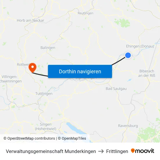 Verwaltungsgemeinschaft Munderkingen to Frittlingen map