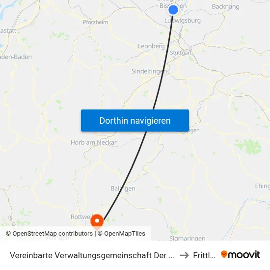 Vereinbarte Verwaltungsgemeinschaft Der Stadt Bietigheim-Bissingen to Frittlingen map