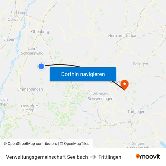 Verwaltungsgemeinschaft Seelbach to Frittlingen map