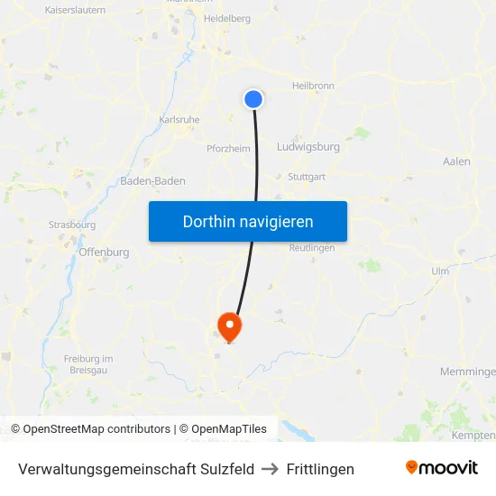 Verwaltungsgemeinschaft Sulzfeld to Frittlingen map