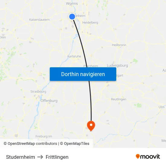 Studernheim to Frittlingen map