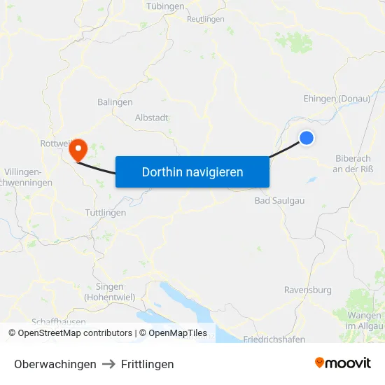 Oberwachingen to Frittlingen map