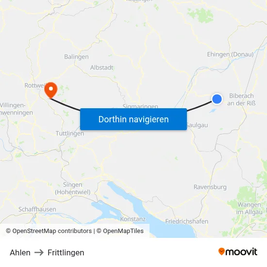Ahlen to Frittlingen map
