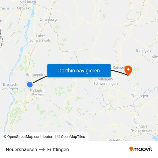 Neuershausen to Frittlingen map