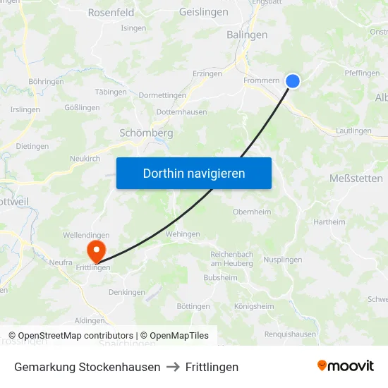 Gemarkung Stockenhausen to Frittlingen map