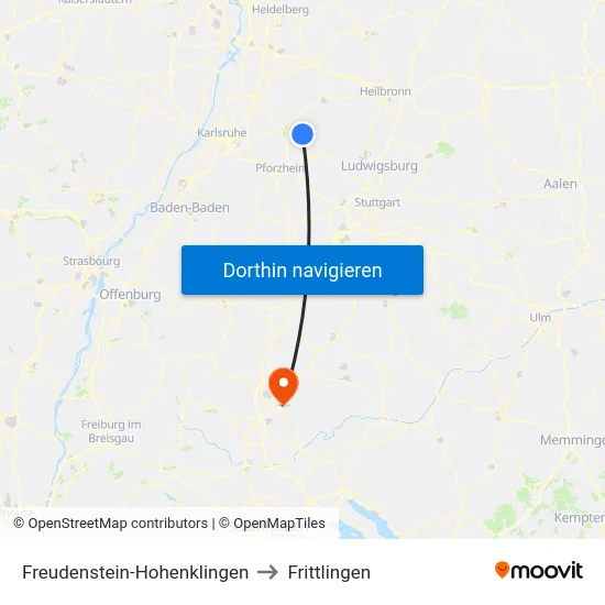 Freudenstein-Hohenklingen to Frittlingen map