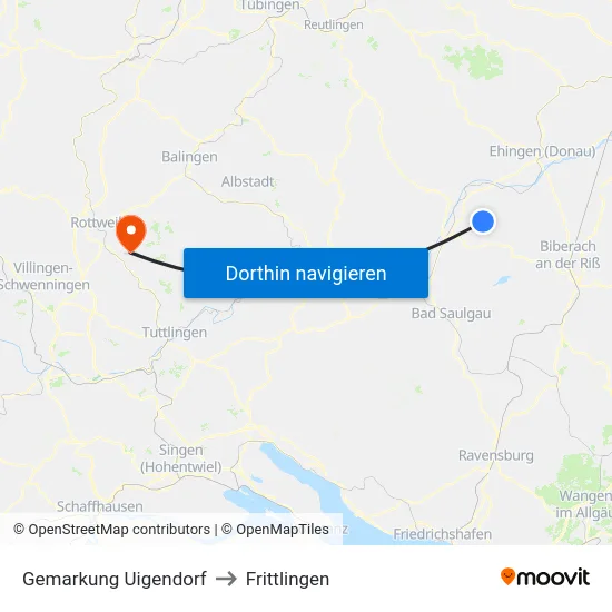 Gemarkung Uigendorf to Frittlingen map