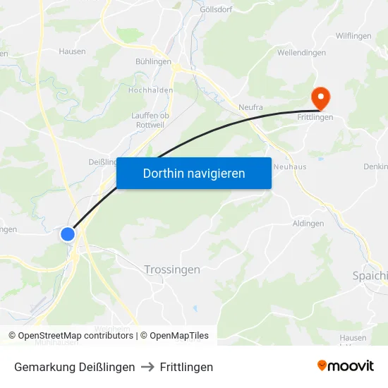 Gemarkung Deißlingen to Frittlingen map
