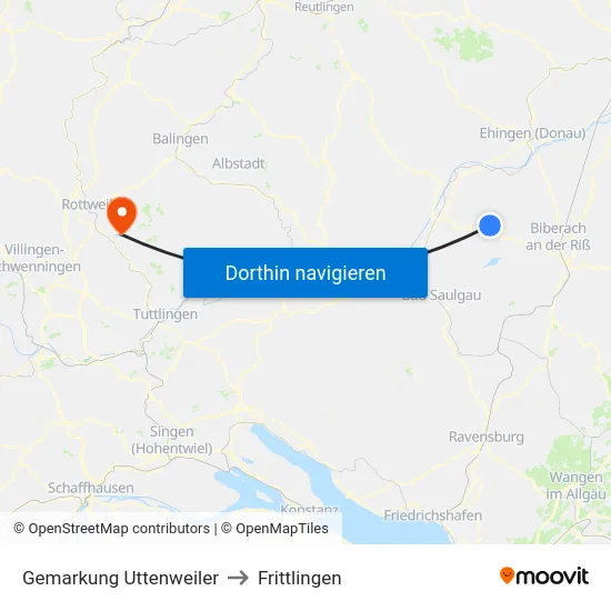 Gemarkung Uttenweiler to Frittlingen map