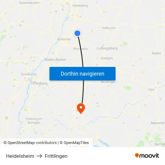 Heidelsheim to Frittlingen map