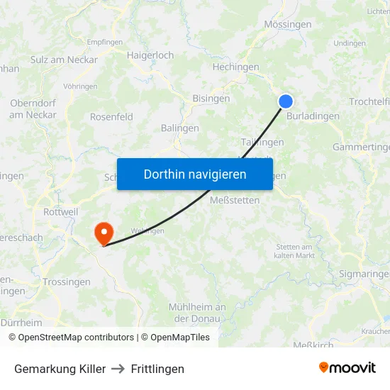 Gemarkung Killer to Frittlingen map