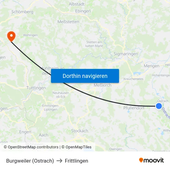 Burgweiler (Ostrach) to Frittlingen map