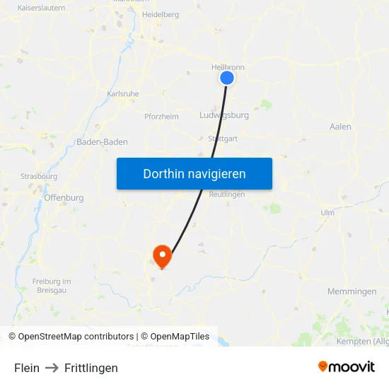 Flein to Frittlingen map