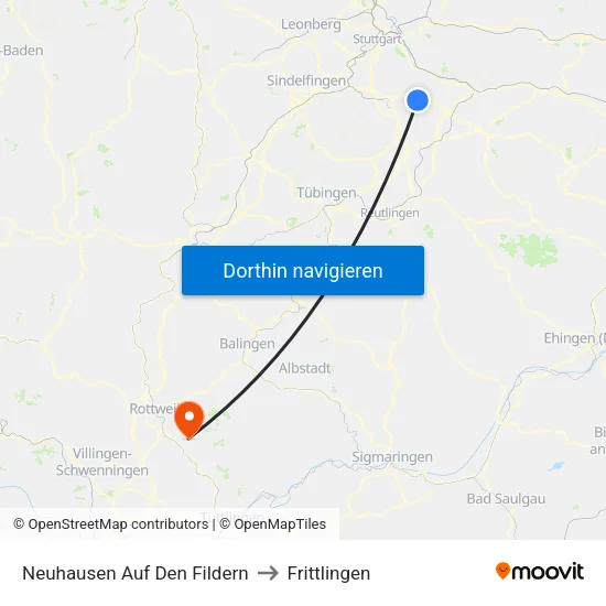 Neuhausen Auf Den Fildern to Frittlingen map