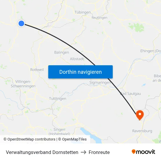 Verwaltungsverband Dornstetten to Fronreute map