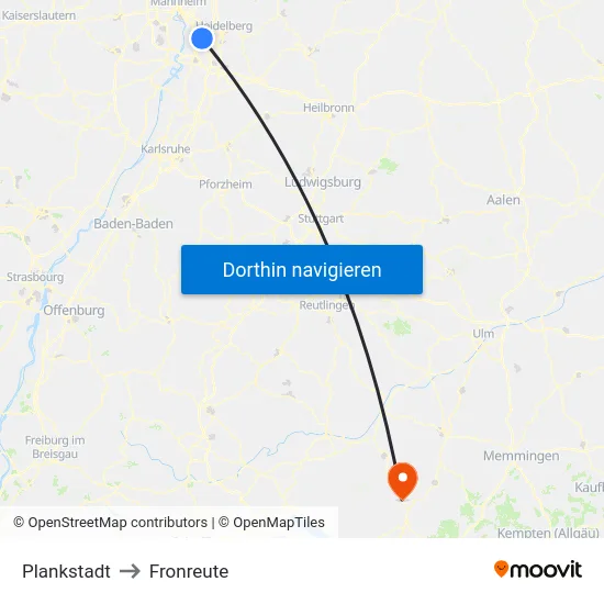 Plankstadt to Fronreute map